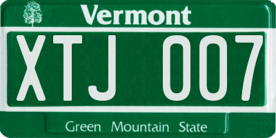 VT license plate XTJ007