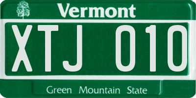 VT license plate XTJ010