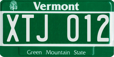 VT license plate XTJ012