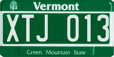 VT license plate XTJ013