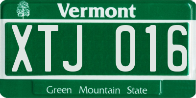 VT license plate XTJ016