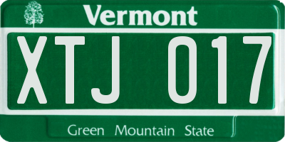 VT license plate XTJ017