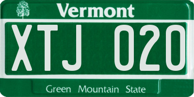 VT license plate XTJ020