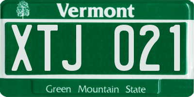VT license plate XTJ021