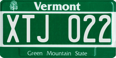 VT license plate XTJ022