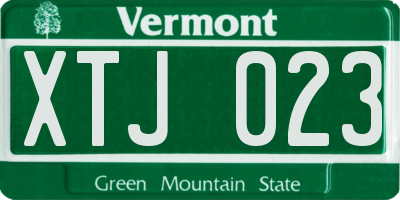 VT license plate XTJ023