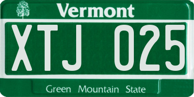 VT license plate XTJ025