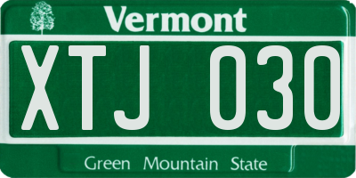 VT license plate XTJ030