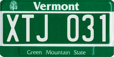 VT license plate XTJ031