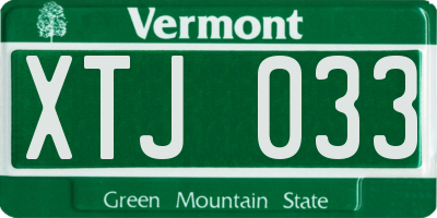 VT license plate XTJ033