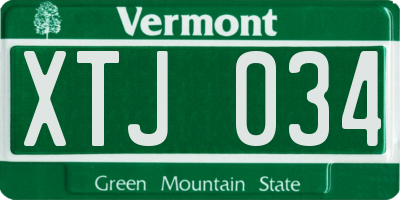VT license plate XTJ034