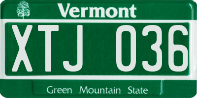 VT license plate XTJ036