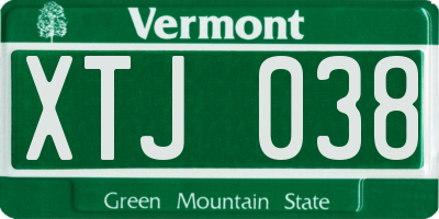 VT license plate XTJ038