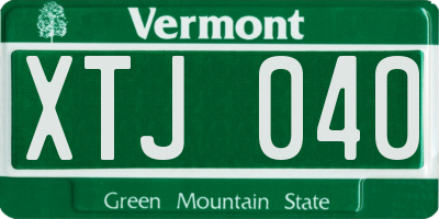 VT license plate XTJ040