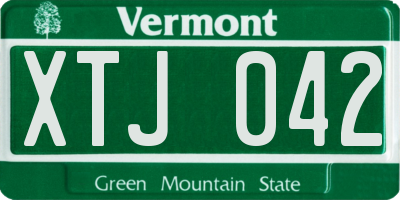 VT license plate XTJ042