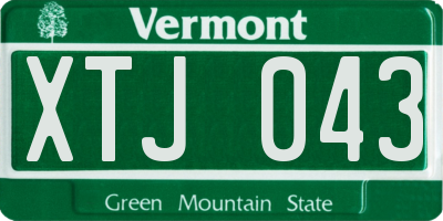 VT license plate XTJ043