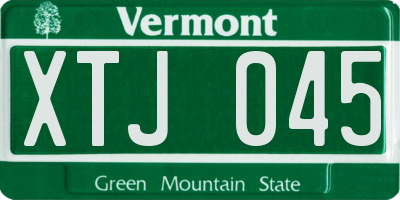 VT license plate XTJ045