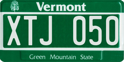 VT license plate XTJ050