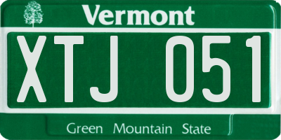 VT license plate XTJ051