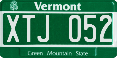 VT license plate XTJ052