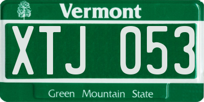 VT license plate XTJ053