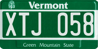 VT license plate XTJ058