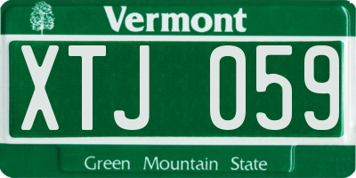 VT license plate XTJ059