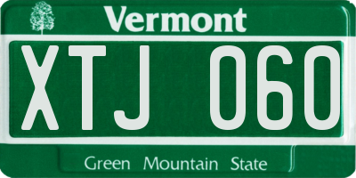 VT license plate XTJ060