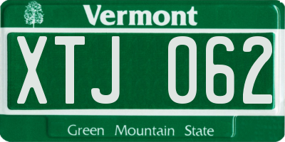 VT license plate XTJ062