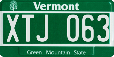 VT license plate XTJ063
