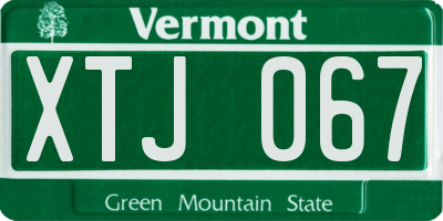 VT license plate XTJ067