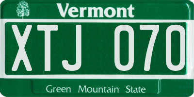 VT license plate XTJ070
