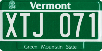VT license plate XTJ071