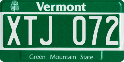 VT license plate XTJ072