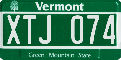 VT license plate XTJ074