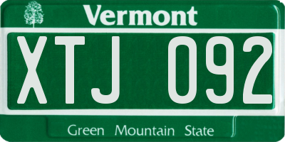 VT license plate XTJ092