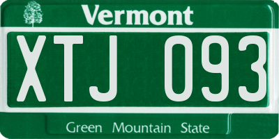 VT license plate XTJ093