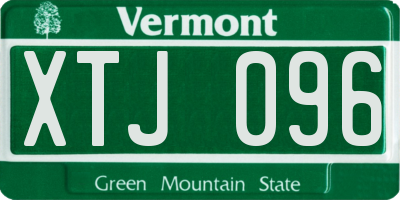 VT license plate XTJ096