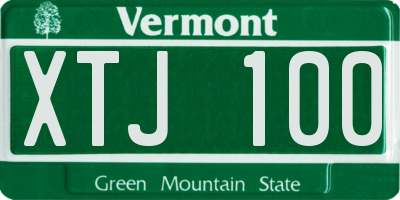 VT license plate XTJ100