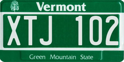 VT license plate XTJ102