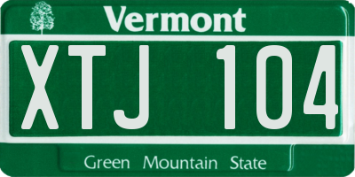 VT license plate XTJ104