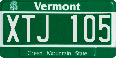VT license plate XTJ105