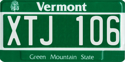 VT license plate XTJ106