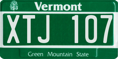 VT license plate XTJ107