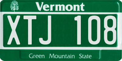 VT license plate XTJ108