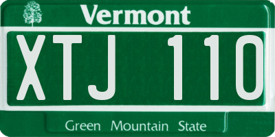 VT license plate XTJ110