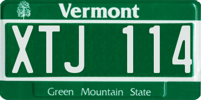 VT license plate XTJ114