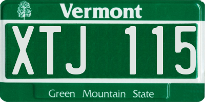 VT license plate XTJ115