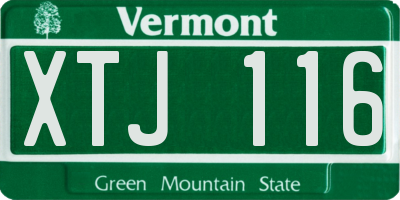VT license plate XTJ116