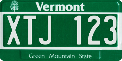 VT license plate XTJ123